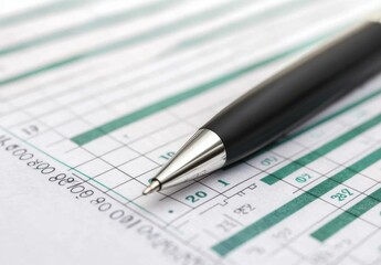 Close-up of a Black Pen Resting on an Examination Sheet with Grid