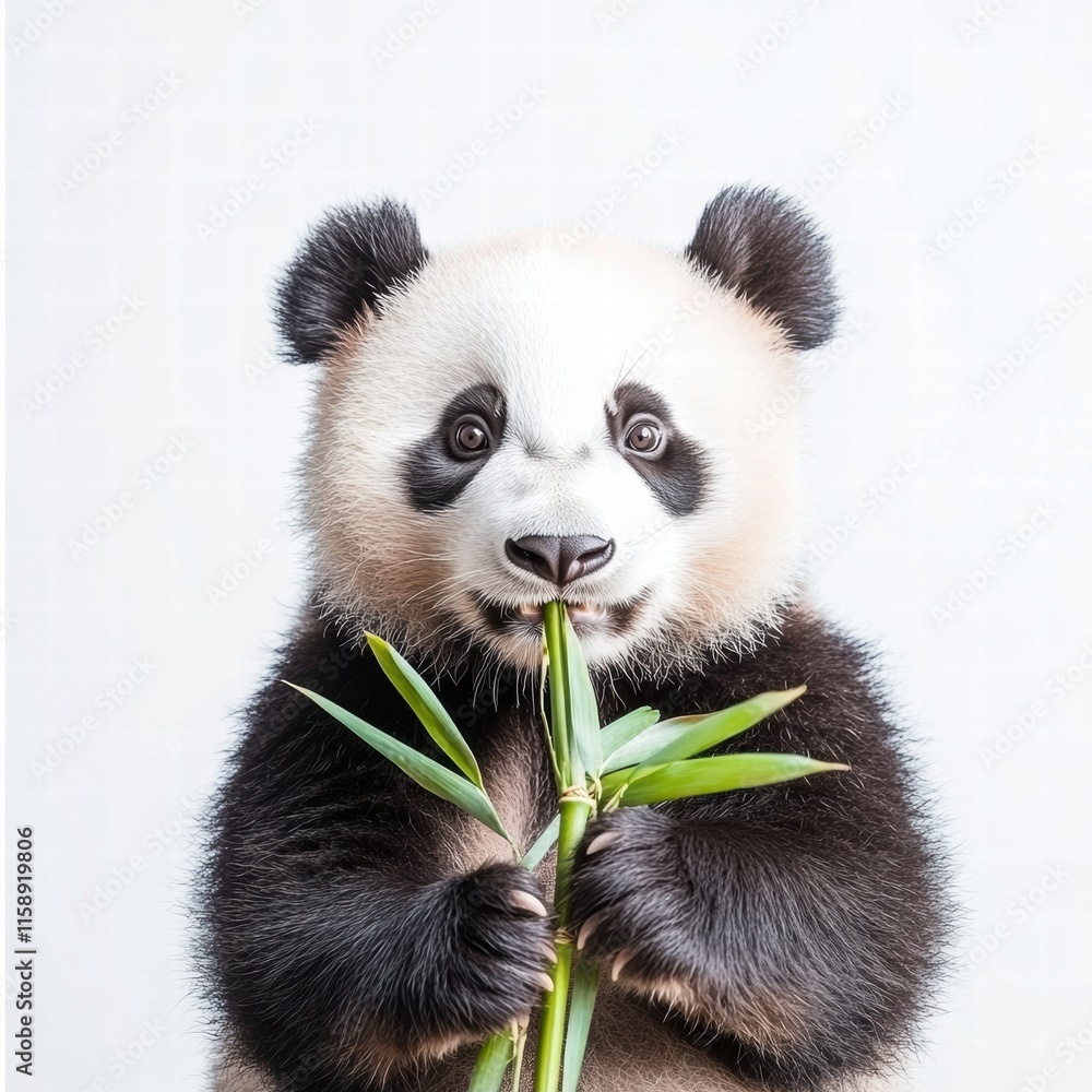 Aufkleber panda enjoys fresh bamboo in a serene setting with space for personal expression and creativity. gen