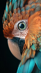 Fototapeta premium Close-Up of a Vibrant Parrot with Detailed Feathers Highlighting Wildlife Beauty and Tropical Elegance