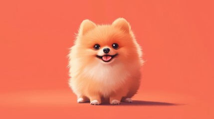 Obraz premium Adorable Pomeranian Puppy digital art illustration