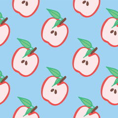 Vector Fruits Seamless Pattern. Colorful Bright Apples Pears Pomegranate Lemon Repeat Pattern for textiles 