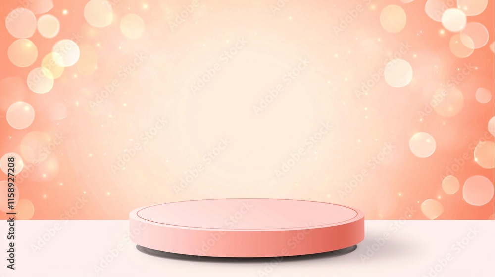 Poster valentine podium and backdrop. elegant pink display pedestal with a soft bokeh background for produc