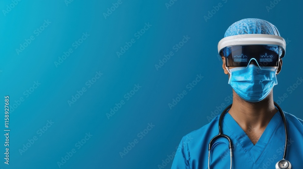 Poster virtual health assistant showcasing advanced predictive analytics and data visualization on a futuri