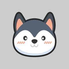 wolf head with outline flat vector design.