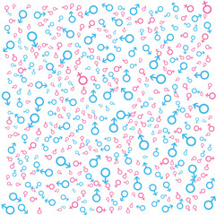 symbols identifying male or female gender with blue and pink colors