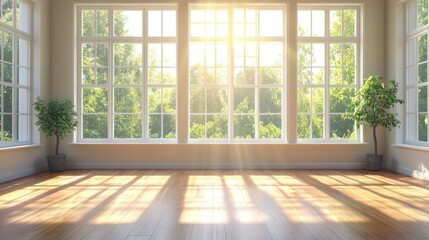 Bright and Spacious Interior with Large Windows and Natural Light