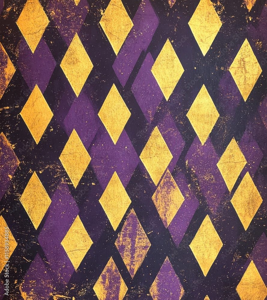 Poster abstract background of purple and yellow diamond shapes with a textured finish perfect for using in 