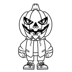 Mascot character design cartoon pumpkin outline