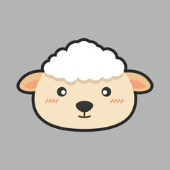 baby sheep with outline flat vector design.