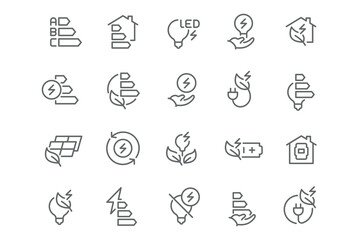 New Vector Icon Set in Linear Style: Energy Saving. Popular!