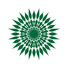 flower or floral ornament decorative vector design. Abstract flower icon symbol vector illustration in green isolated on white
