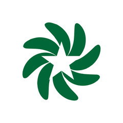 flower or floral ornament decorative vector design. Abstract flower icon symbol vector illustration in green isolated on white
