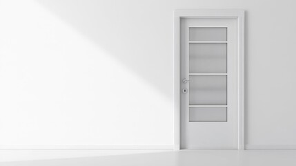Modern Door with Frosted Glass Inserts in Minimalist Space