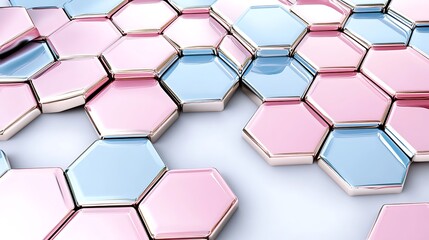 Abstract Pink and Blue Hexagon Pattern Background