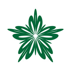 flower or floral ornament decorative vector design. Abstract flower icon symbol vector illustration in green isolated on white
