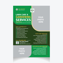  lawn and gardening services Flyer design template