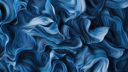 A captivating blend of swirling blue hues forms a textured, abstract background, with flowing lines creating a sense of depth and motion.