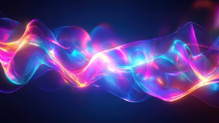 An abstract illustration of colorful light waves flowing and intertwining against a dark background, creating a creative and surreal visual effect.