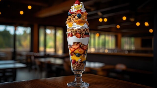 Delicious Granola Parfait in Cafe