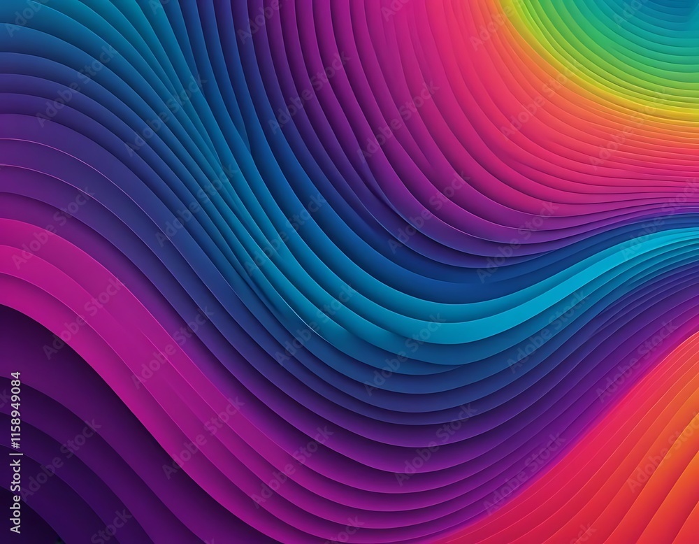 Poster Abstract Rainbow Curving Lines Colorful Pattern