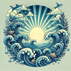 sea wave background illustration trending