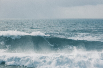 Fototapeta premium Surfer Riding a 20-Meter Giant Wave at Nazaré