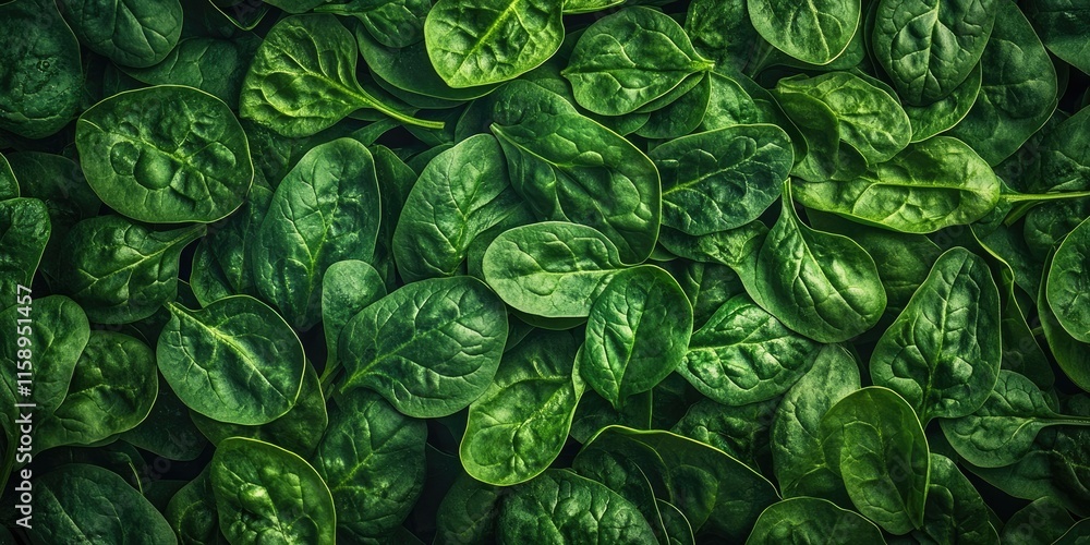 Aufkleber fresh spinach leaves create a vibrant background in this top view image, showcasing the rich colors 