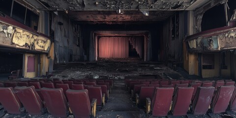 The deserted cinema features an intriguing discothek, showcasing the unique charm of an abandoned space with remnants of its cinematic past and nightlife allure. Explore this abandoned cinema 