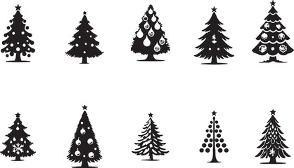 Obraz premium christmas trees set