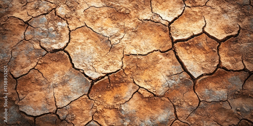 Poster dry earth texture serves as a unique background, highlighting the intricate patterns and details fou