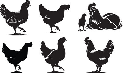 rooster and hen silhouette 