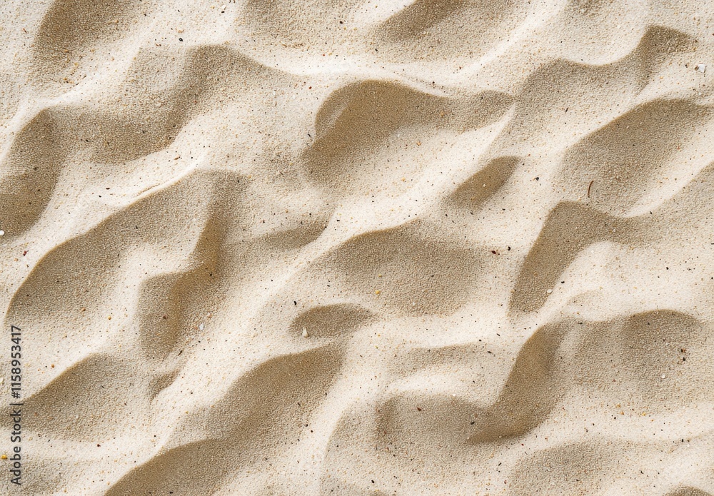 Poster close-up view of textured golden sand waves creating natural patterns on a sunny day at the beach fo