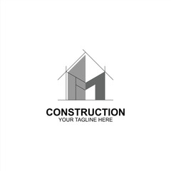 construction logo m initial icon with creative vector illustration
