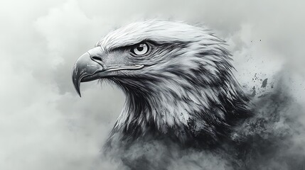 Elegant eagle monochrome detailed illustration art high resolution hd image