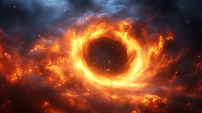 Fiery ring swirling in dark clouds. (1)
