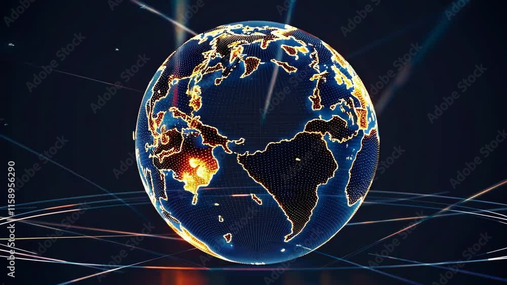 Poster digital globe with connected network lines