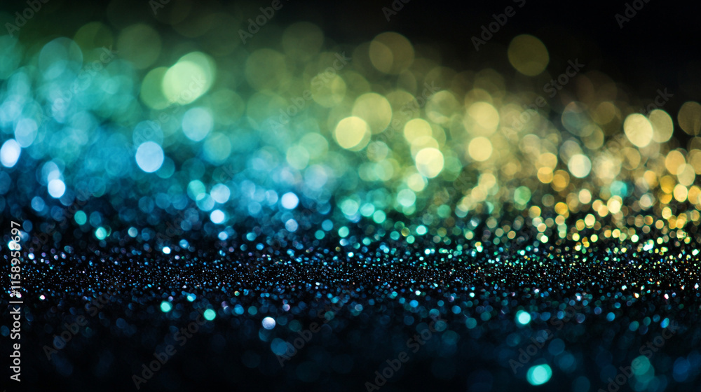 Poster colorful bokeh lights shimmering on a dark surface create a magical atmosphere