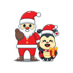 Obraz premium Cute ladybug with santa claus in Christmas day.