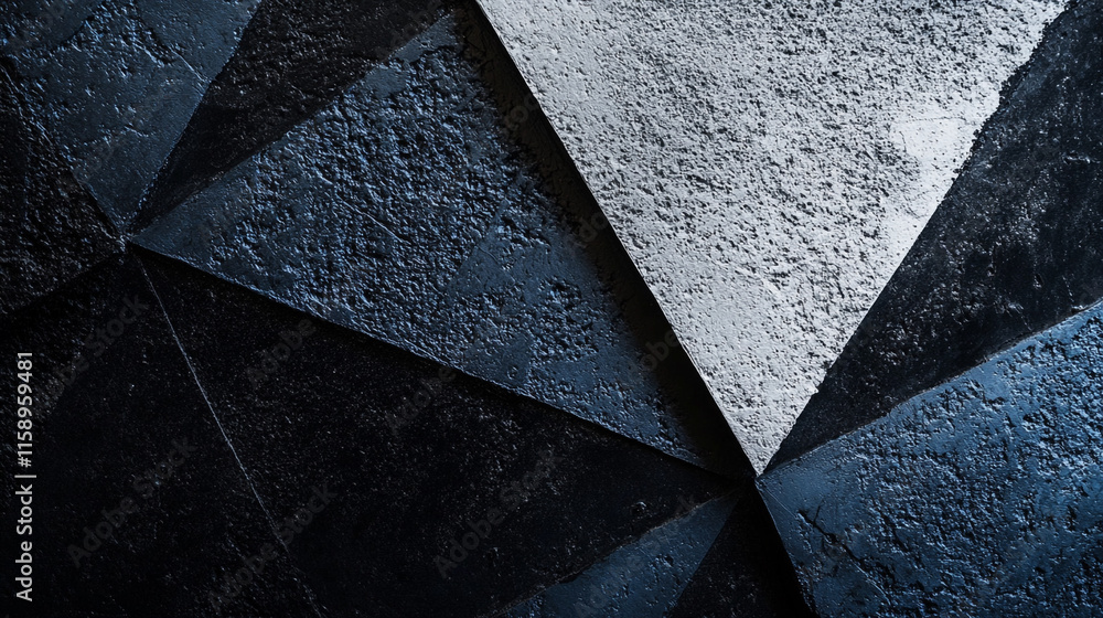 Poster geometric black and white textured wall with triangular patterns showcasing modern design elements