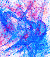 Abstract elegant delicate mosaic wavy background. Blue-pink airy pattern. 3D illustration. 3D rendering.