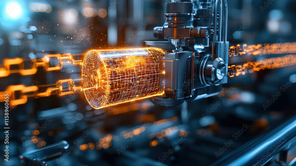 Aufkleber revolutionary industrial automation system utilizing machine learning technology, showcasing futuris