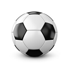 Fototapeta premium Soccer ball isolated on a white background, top view. Isolated black and white football with a shadow, professional photography