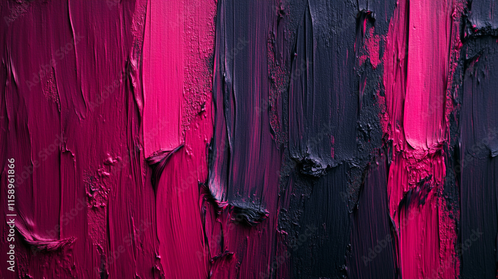 Poster vibrant strokes of pink and black paint create a dynamic abstract texture on a canvas