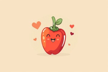 Cute cartoon pepper with heart accents