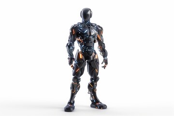 Futuristic cybernetic robot with neon lights
