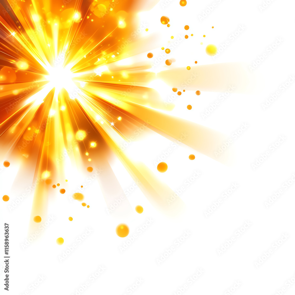 Aufkleber a vibrant burst of golden light with particles, creating a stunning visual effect on a white isolate