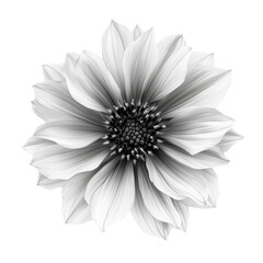 Cornflower wild flower in black and white color on transparent background