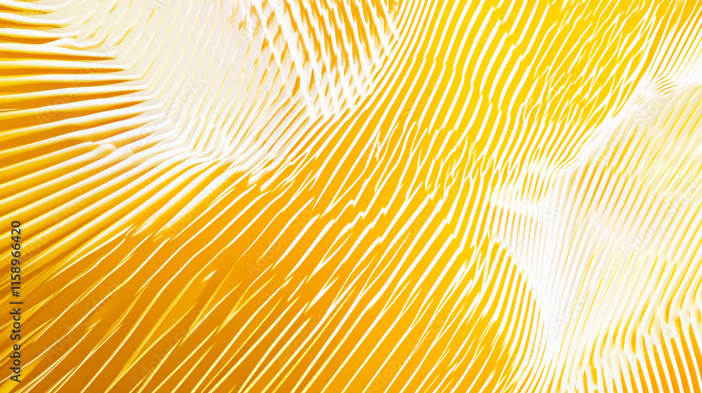 Poster vibrant yellow and white abstract design showcasing flowing lines and patterns in a dynamic composit