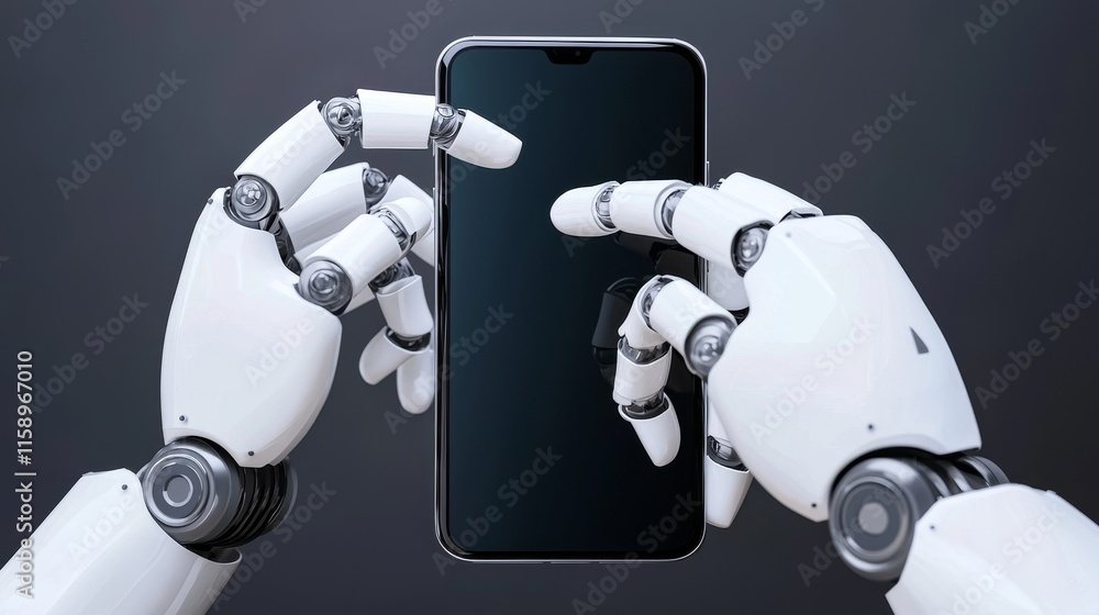 Poster with ai chatbots now available on smartphones, users have a virtual assistant for online activities,