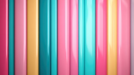 Obraz premium Tall pastel stripes in a vertical arrangement infuse the image with vibrancy and playfulness, suitable for design projects requiring lively and cheerful elements.